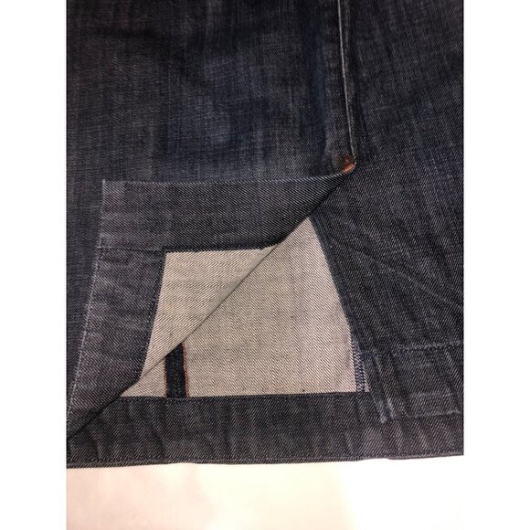 Ernest Sewn Size 29 Skirt Charlotte 55 Denim Jean Knee Distressed Wash Back Slit - Picture 3 of 8